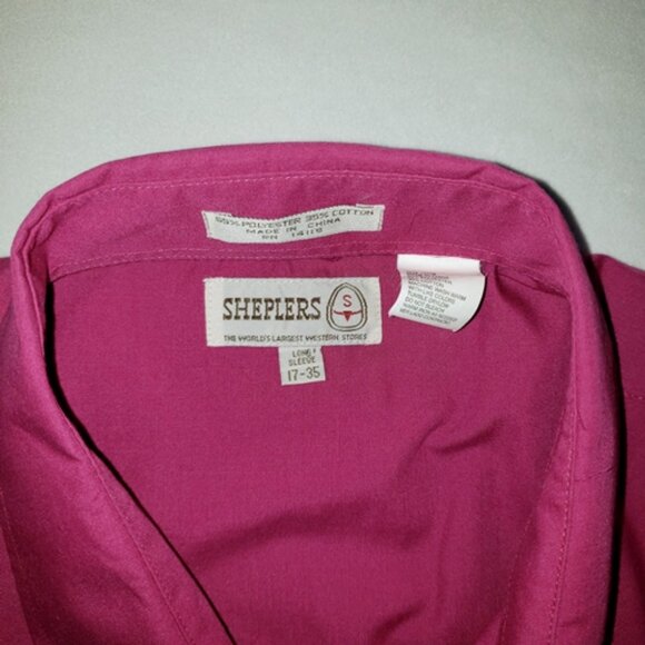 Sheplers Vintage Men's Western Shirt Long-sleeved size XL 17-35 Fuchsia Magenta - Picture 3 of 6